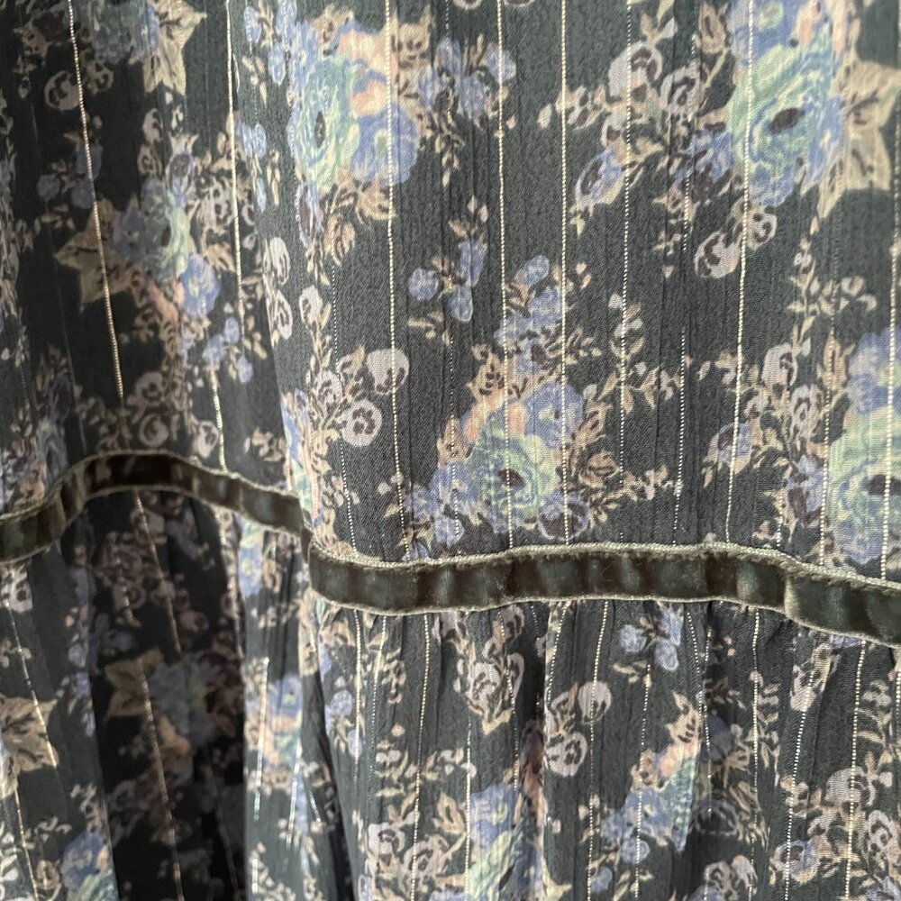 Lucky Brand Women's Floral Long Sleeve Midi Dress NWOT Lined Ribbon Detail - Picture 8 of 11